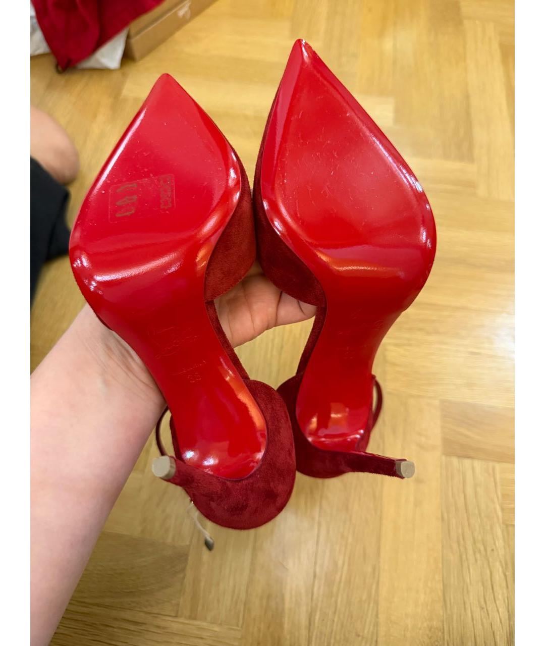 CHRISTIAN LOUBOUTIN Красные замшевые туфли, фото 4