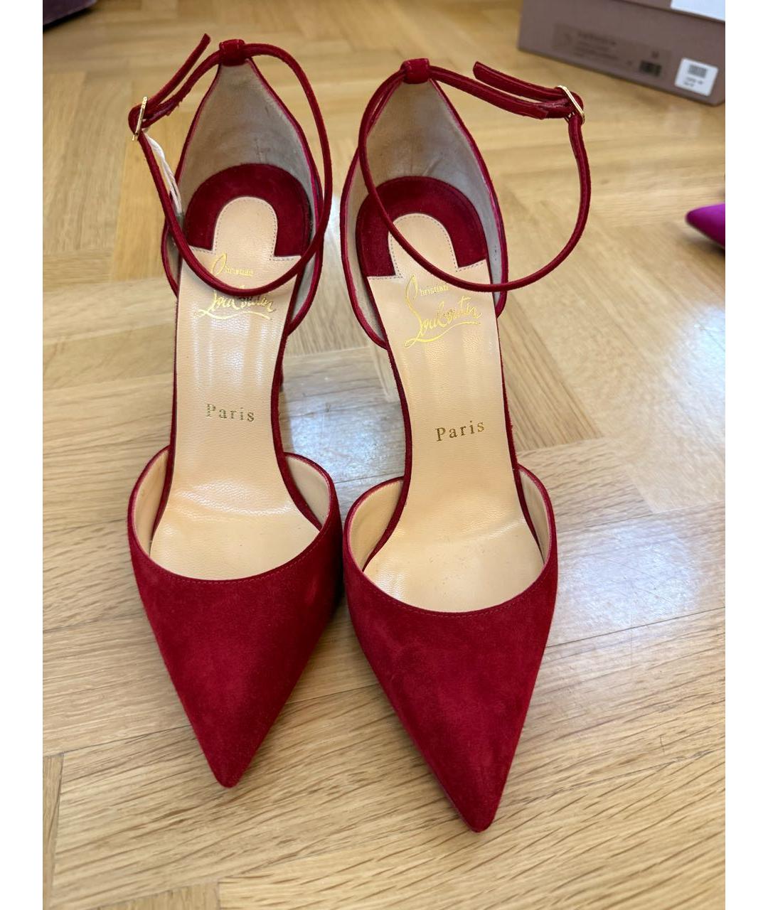 CHRISTIAN LOUBOUTIN Красные замшевые туфли, фото 2