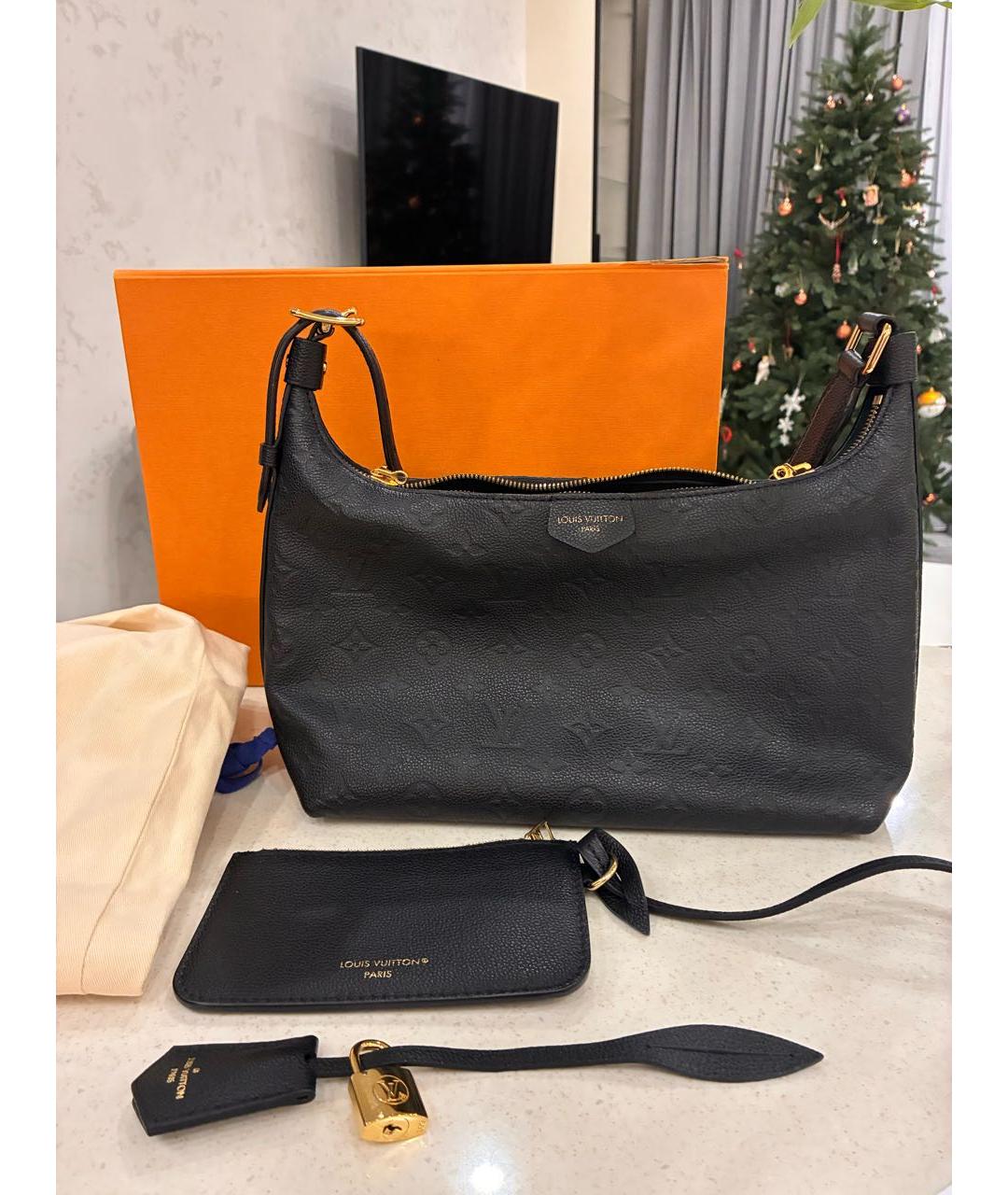 LOUIS VUITTON Черная кожаная сумка с короткими ручками, фото 4