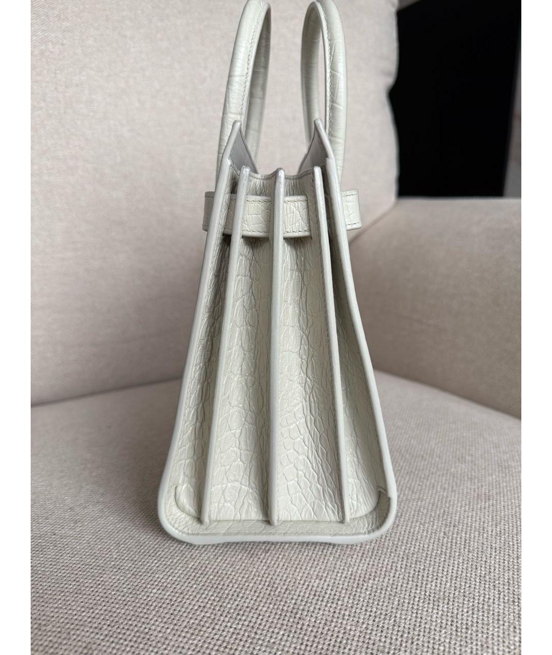 SAINT LAURENT Белая кожаная сумка тоут, фото 4