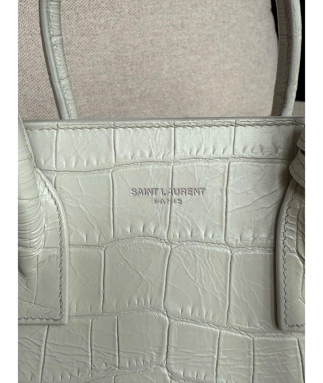 SAINT LAURENT Белая кожаная сумка тоут, фото 7