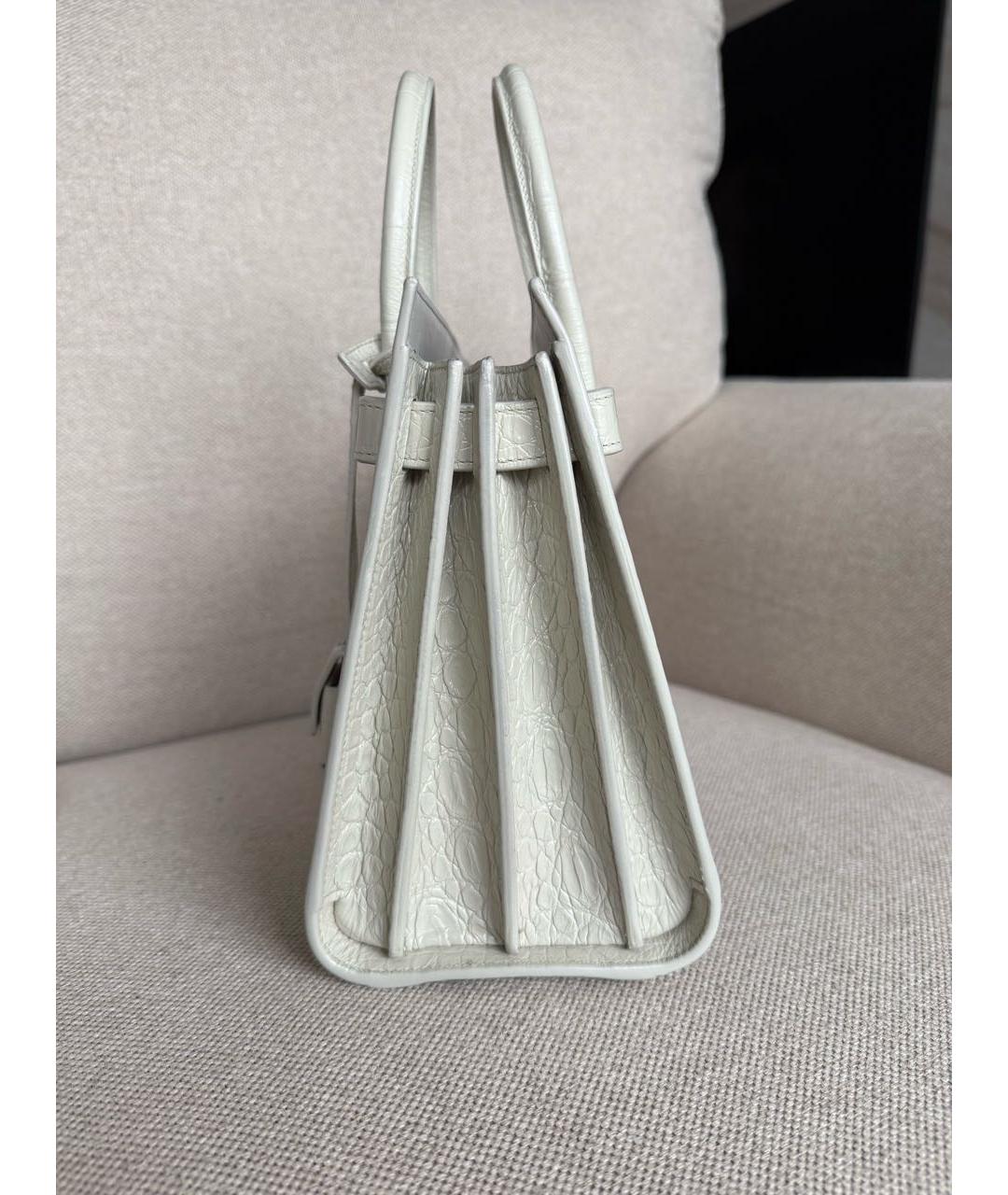 SAINT LAURENT Белая кожаная сумка тоут, фото 5