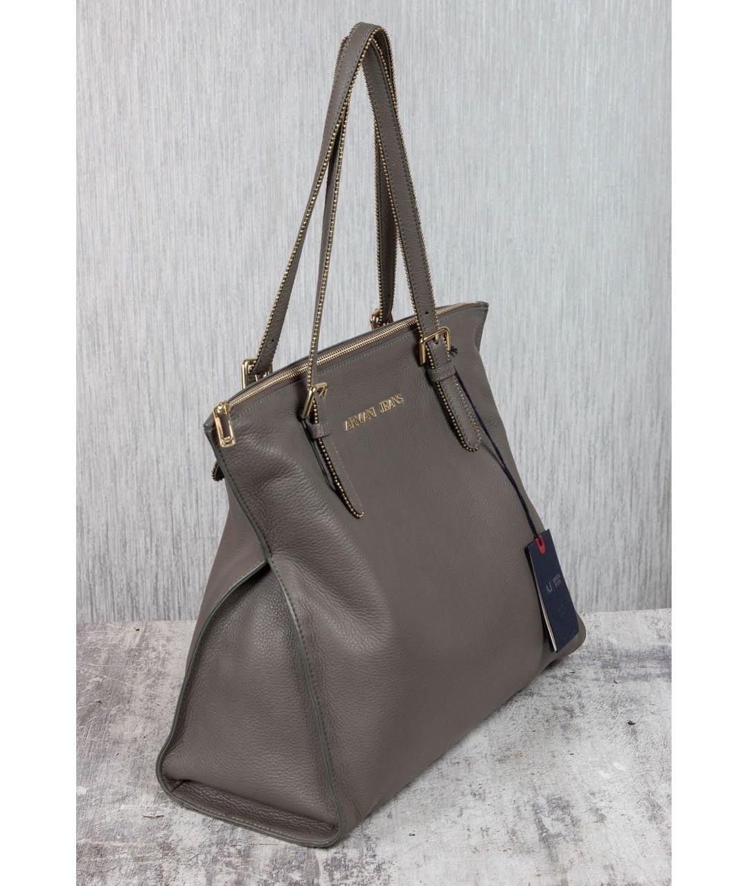 ARMANI JEANS Серая кожаная сумка через плечо, фото 2