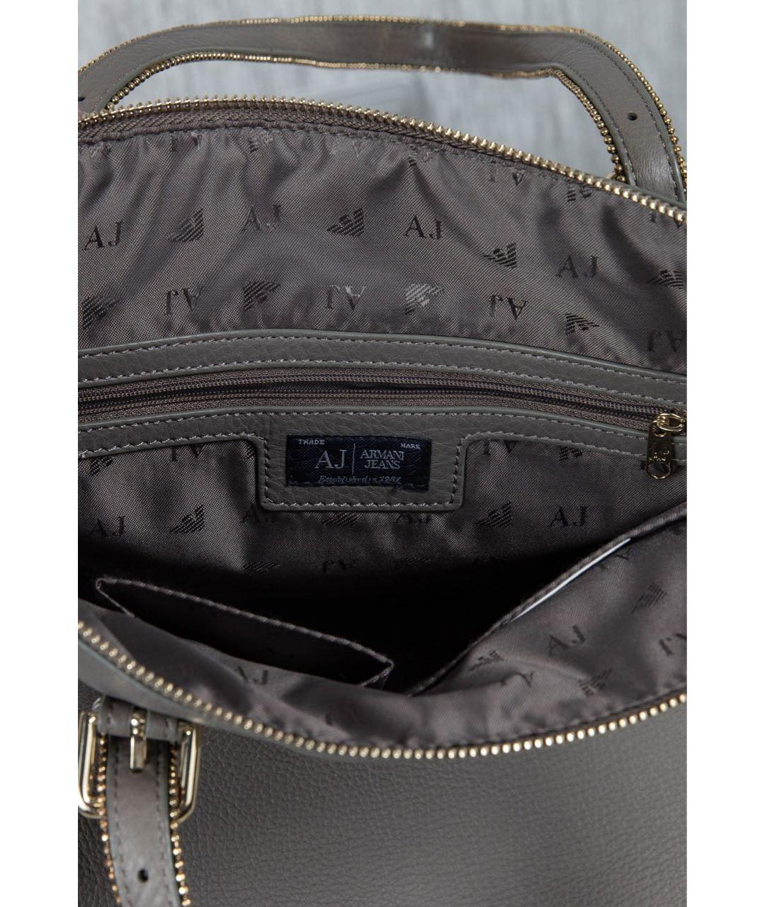 ARMANI JEANS Серая кожаная сумка через плечо, фото 4