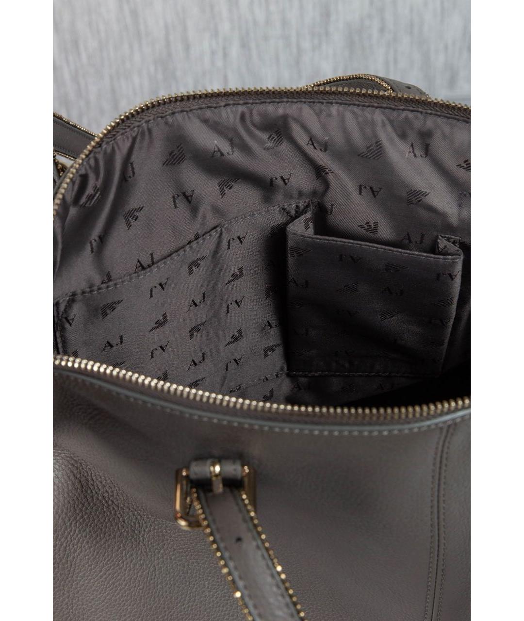 ARMANI JEANS Серая кожаная сумка через плечо, фото 5