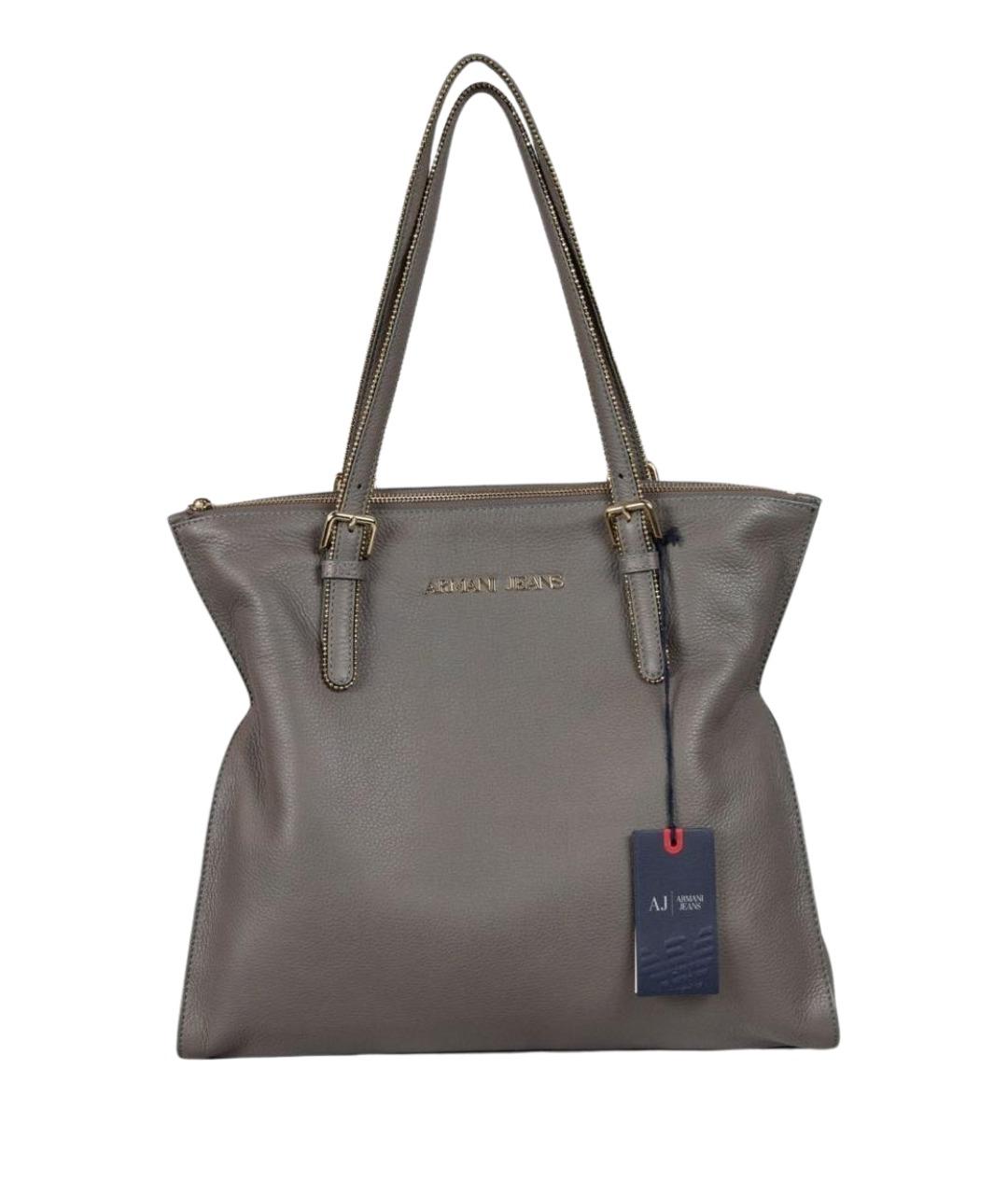 ARMANI JEANS Серая кожаная сумка через плечо, фото 1