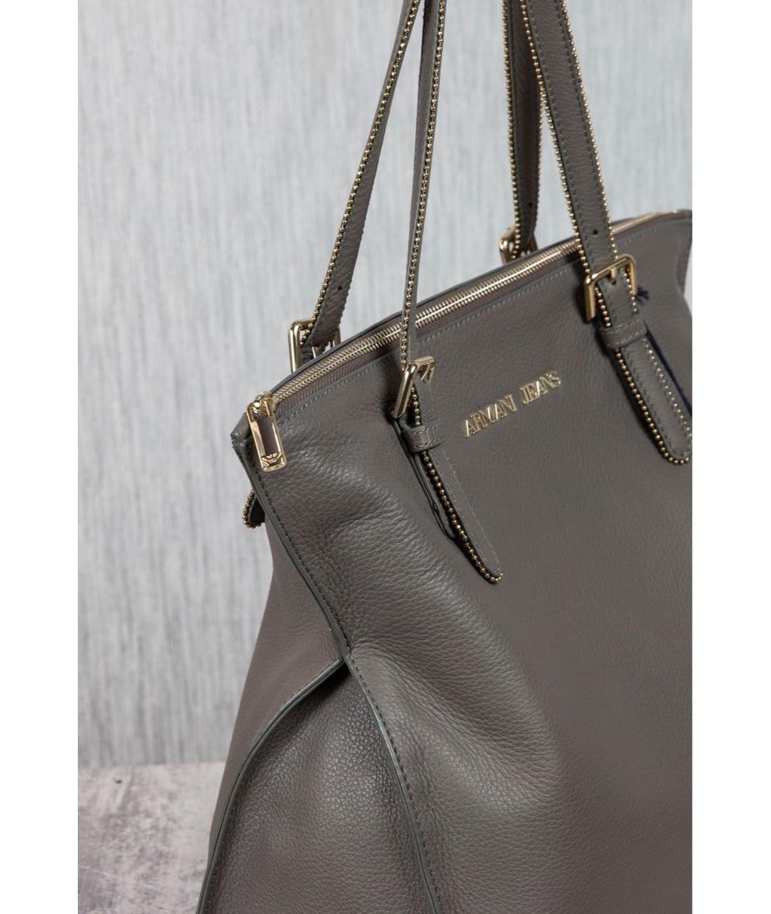 ARMANI JEANS Серая кожаная сумка через плечо, фото 6