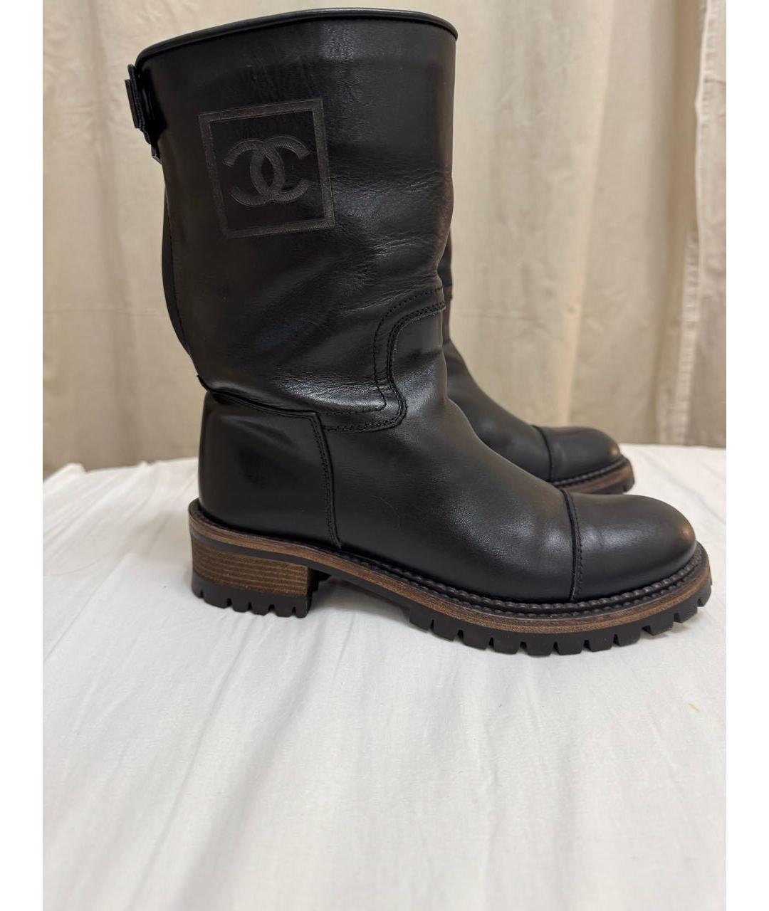 CHANEL Черные кожаные полусапоги, фото 6