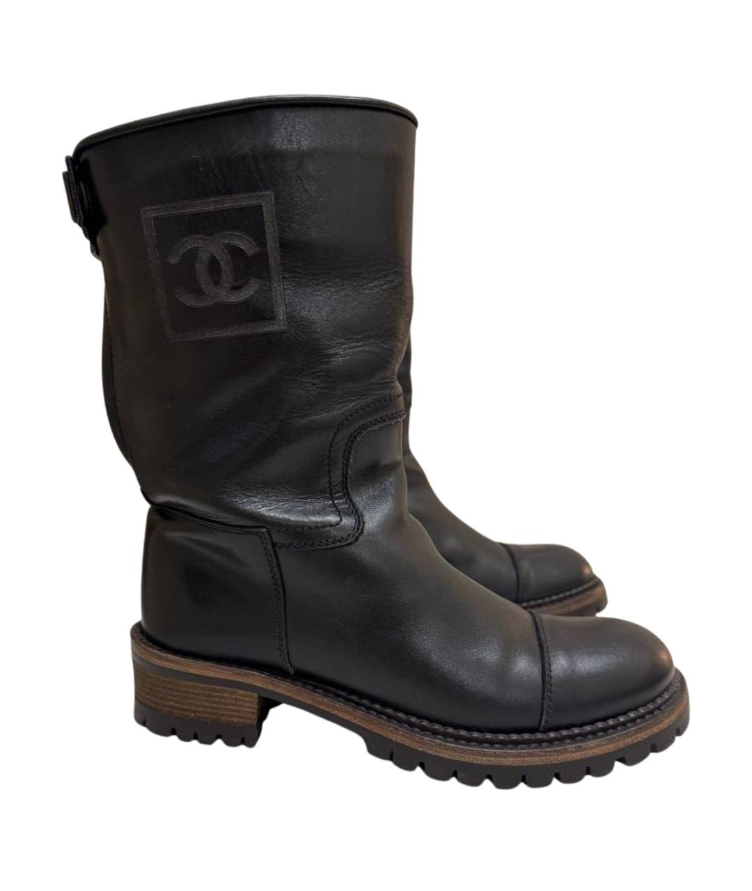 CHANEL Черные кожаные полусапоги, фото 1
