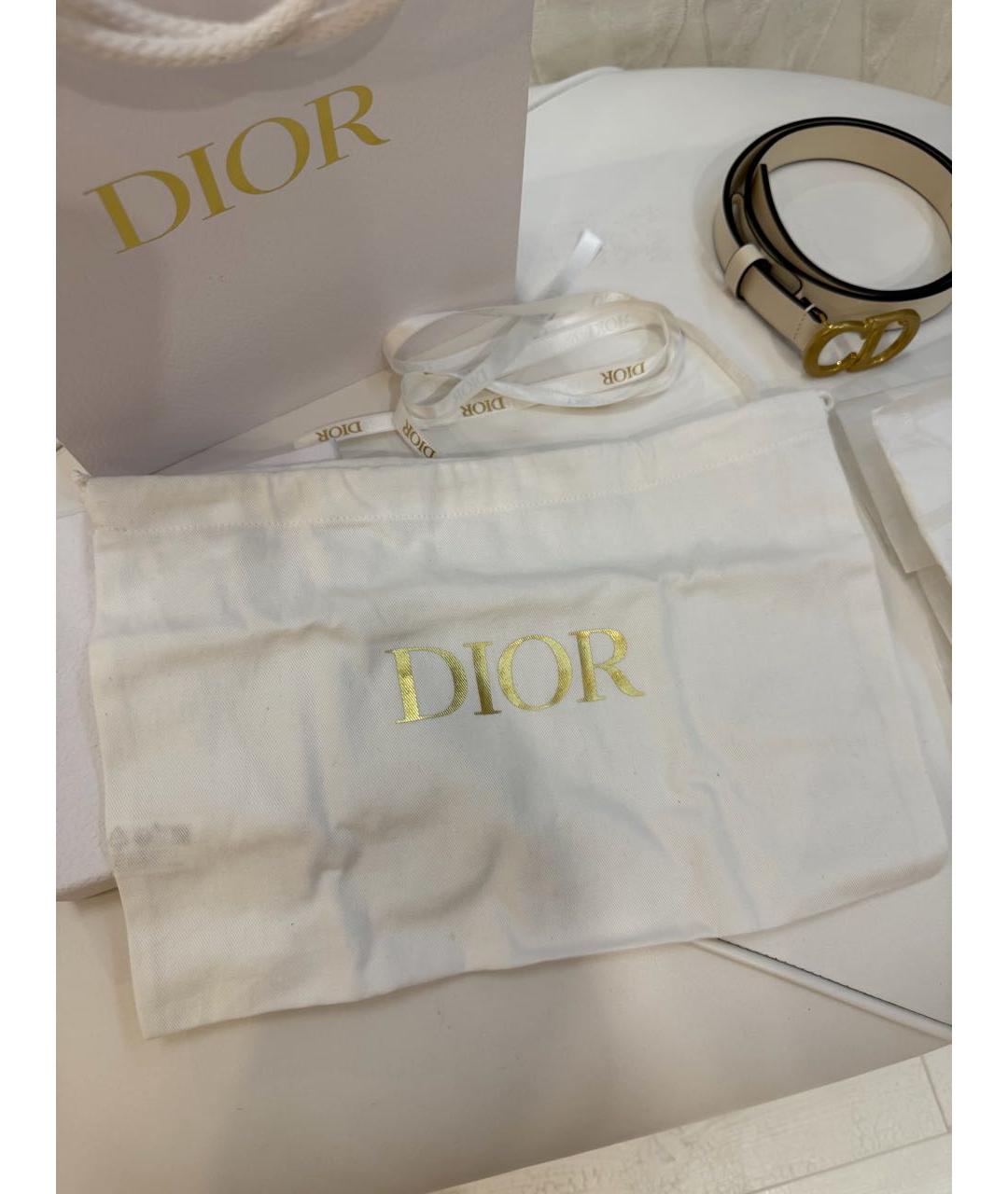 CHRISTIAN DIOR Бежевый кожаный ремень, фото 5