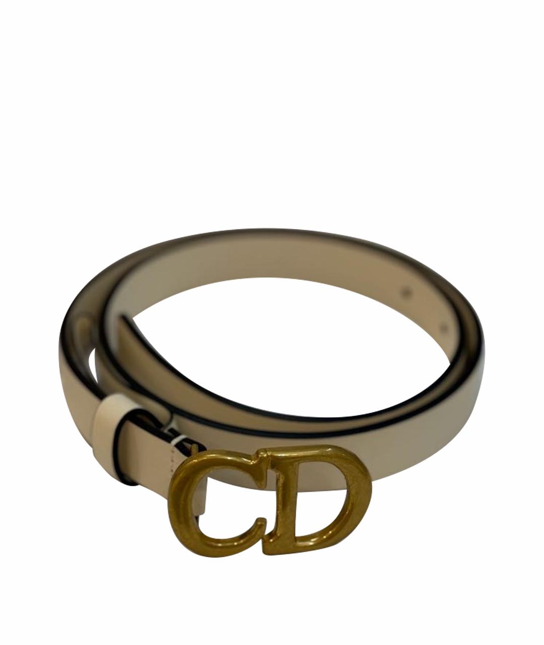 CHRISTIAN DIOR Бежевый кожаный ремень, фото 1