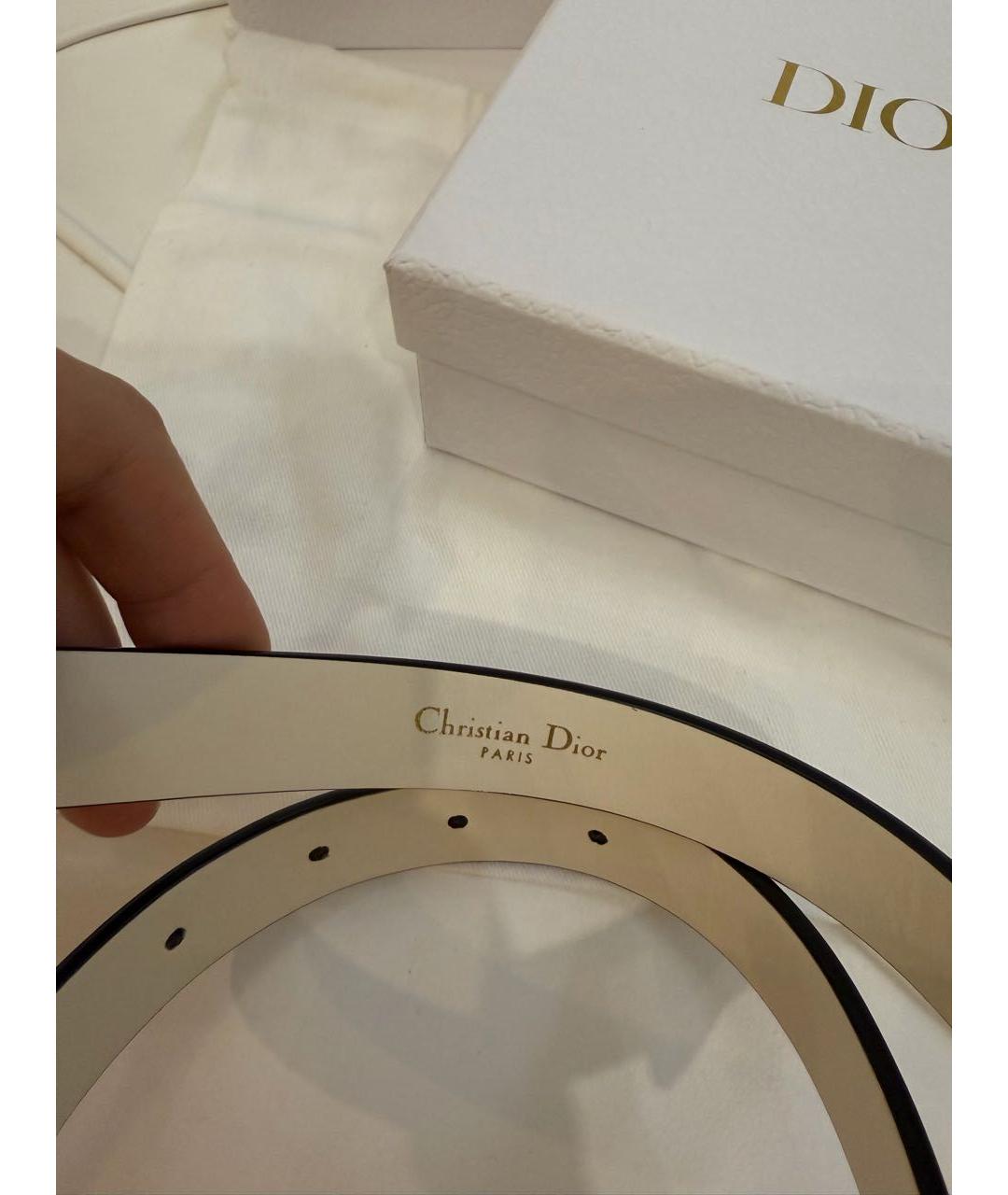 CHRISTIAN DIOR Бежевый кожаный ремень, фото 4