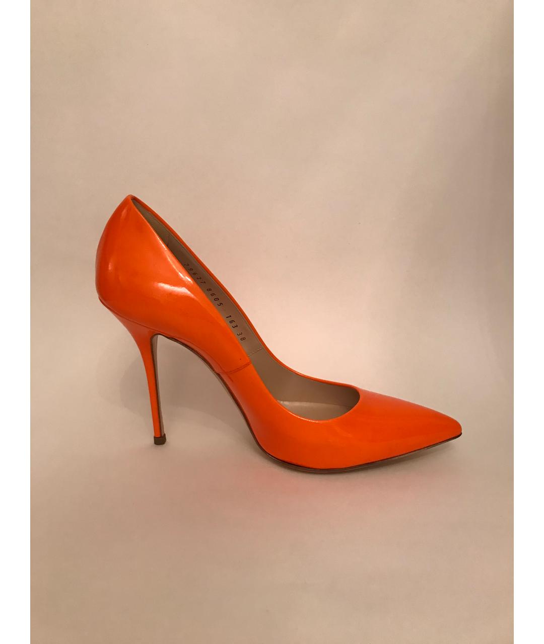 CASADEI Оранжевое туфли из лакированной кожи, фото 2