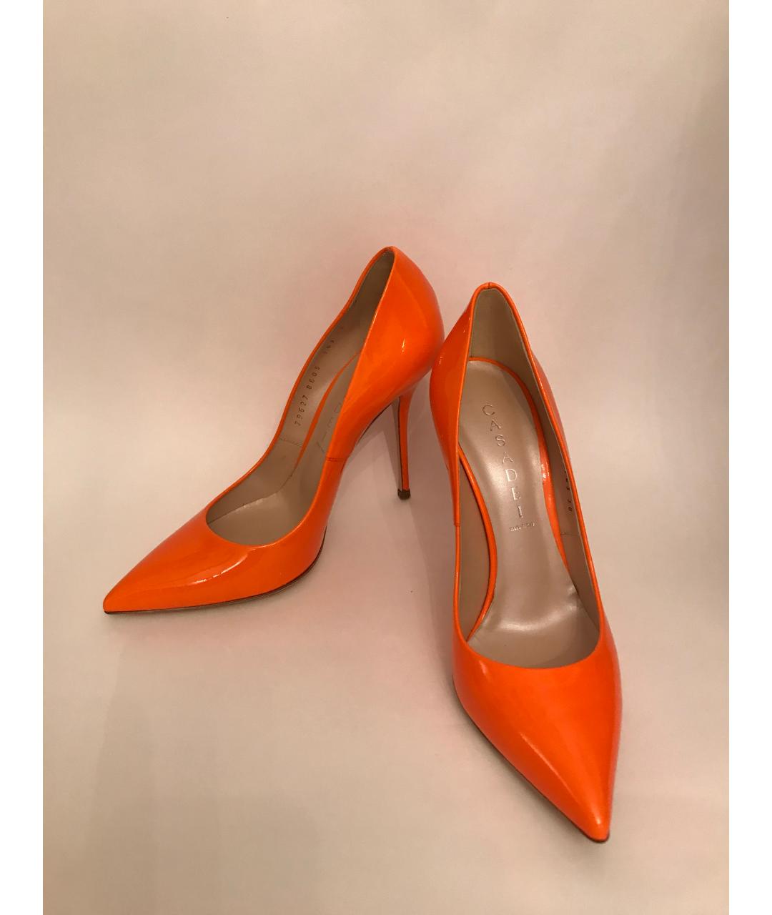CASADEI Оранжевое туфли из лакированной кожи, фото 3