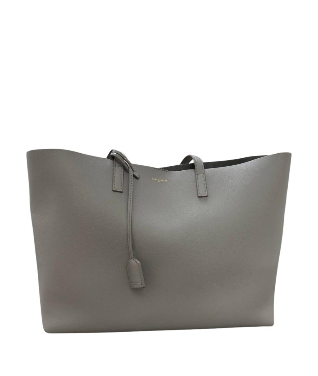 SAINT LAURENT Серая кожаная сумка с короткими ручками, фото 1