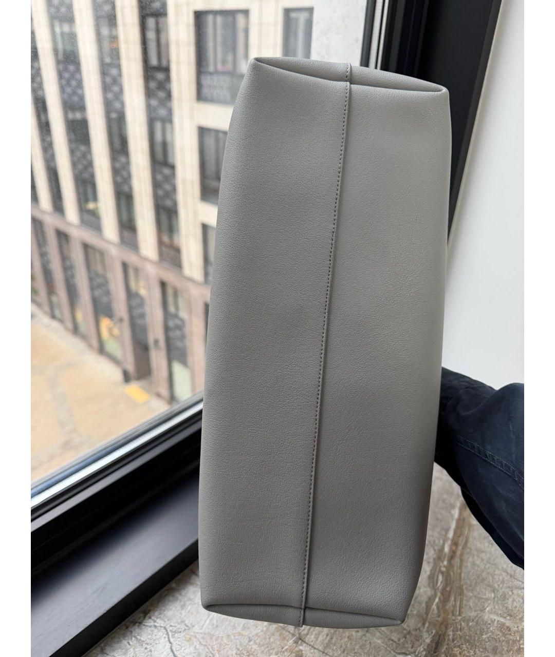 SAINT LAURENT Серая кожаная сумка с короткими ручками, фото 8