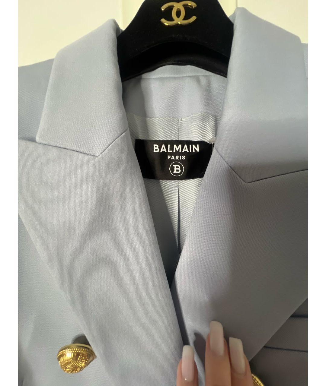 BALMAIN Голубой шерстяной жакет/пиджак, фото 3