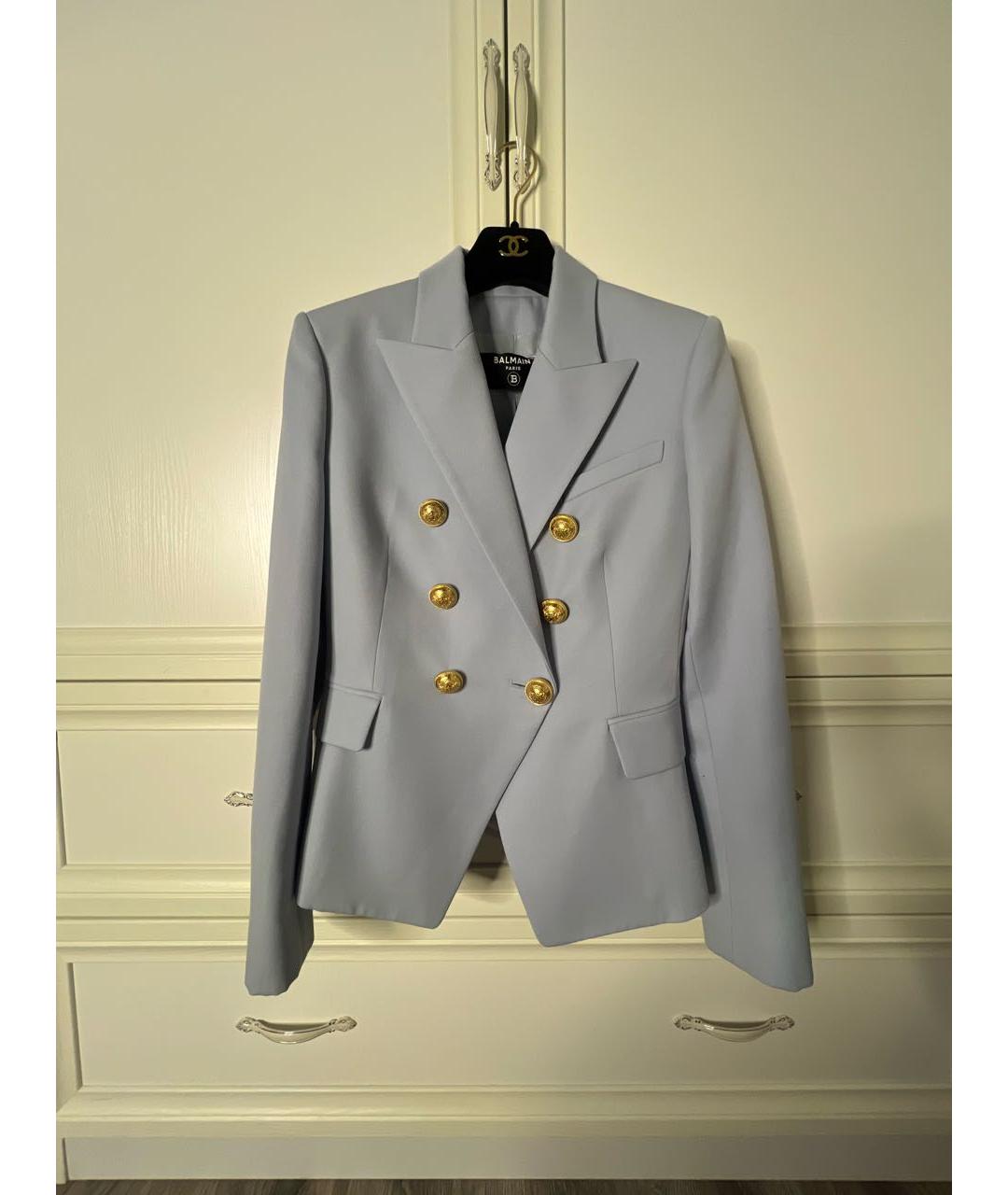 BALMAIN Голубой шерстяной жакет/пиджак, фото 5