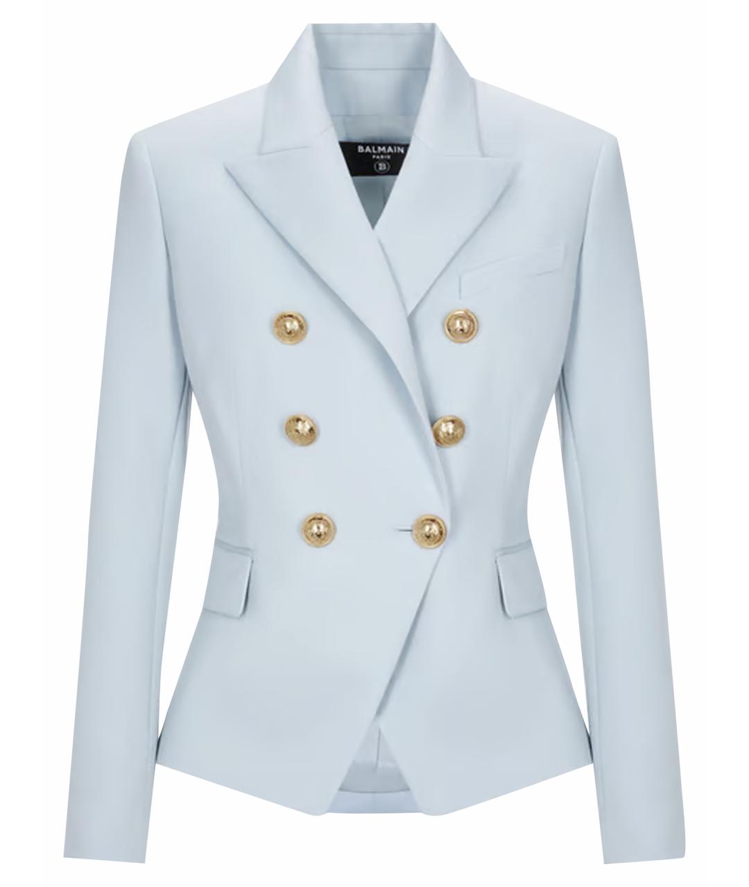 BALMAIN Голубой шерстяной жакет/пиджак, фото 1