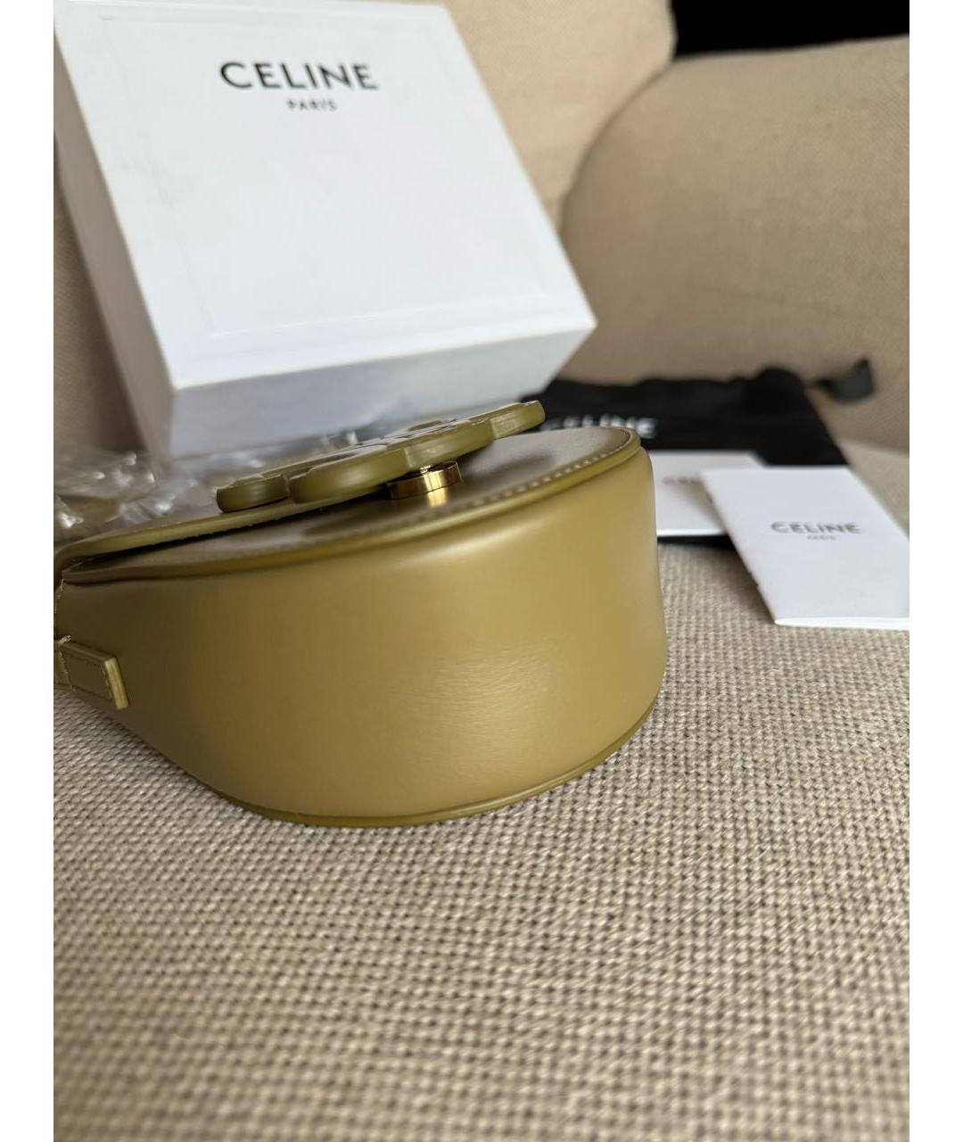 CELINE Хаки кожаная сумка через плечо, фото 7