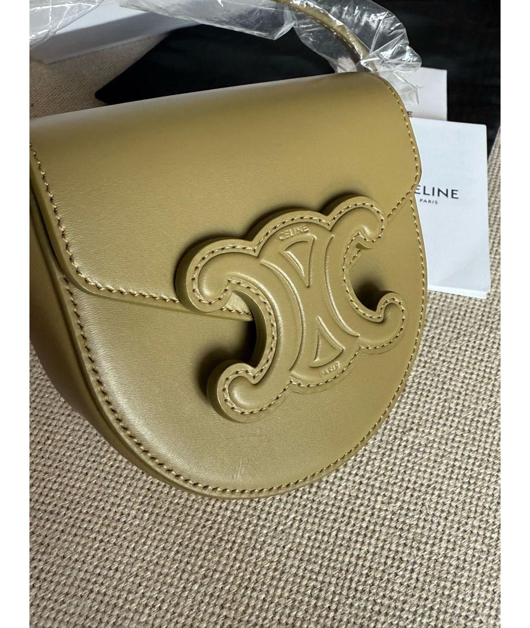 CELINE Хаки кожаная сумка через плечо, фото 6