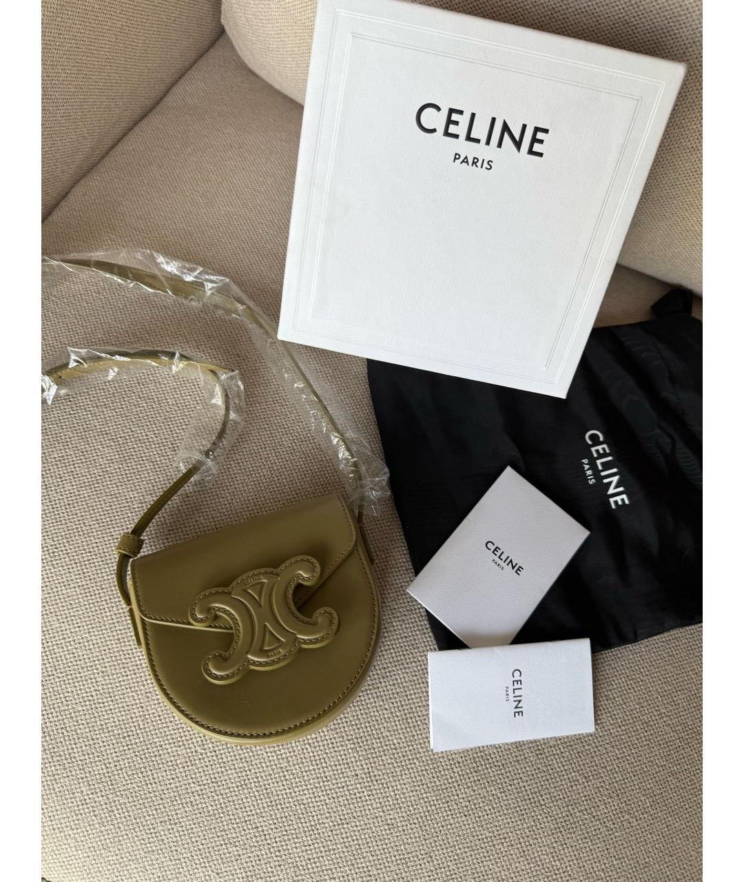 CELINE Хаки кожаная сумка через плечо, фото 3