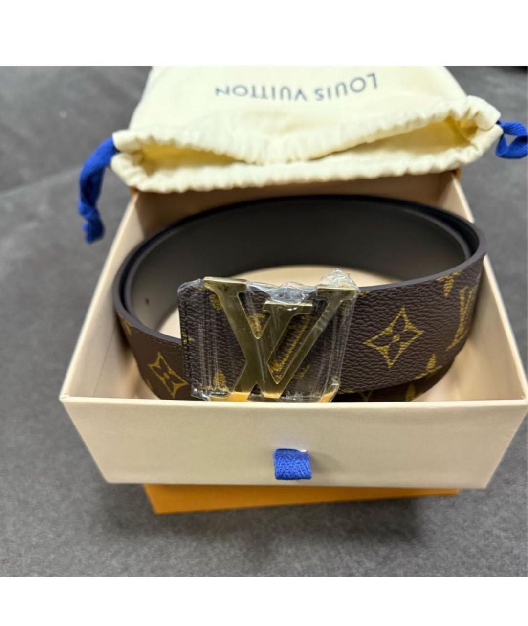 LOUIS VUITTON Коричневый кожаный ремень, фото 3