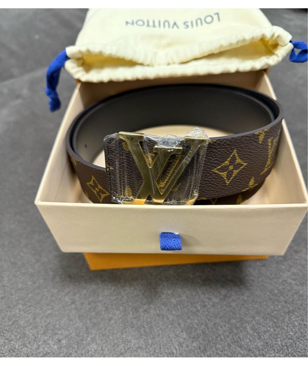 LOUIS VUITTON Коричневый кожаный ремень, фото 3