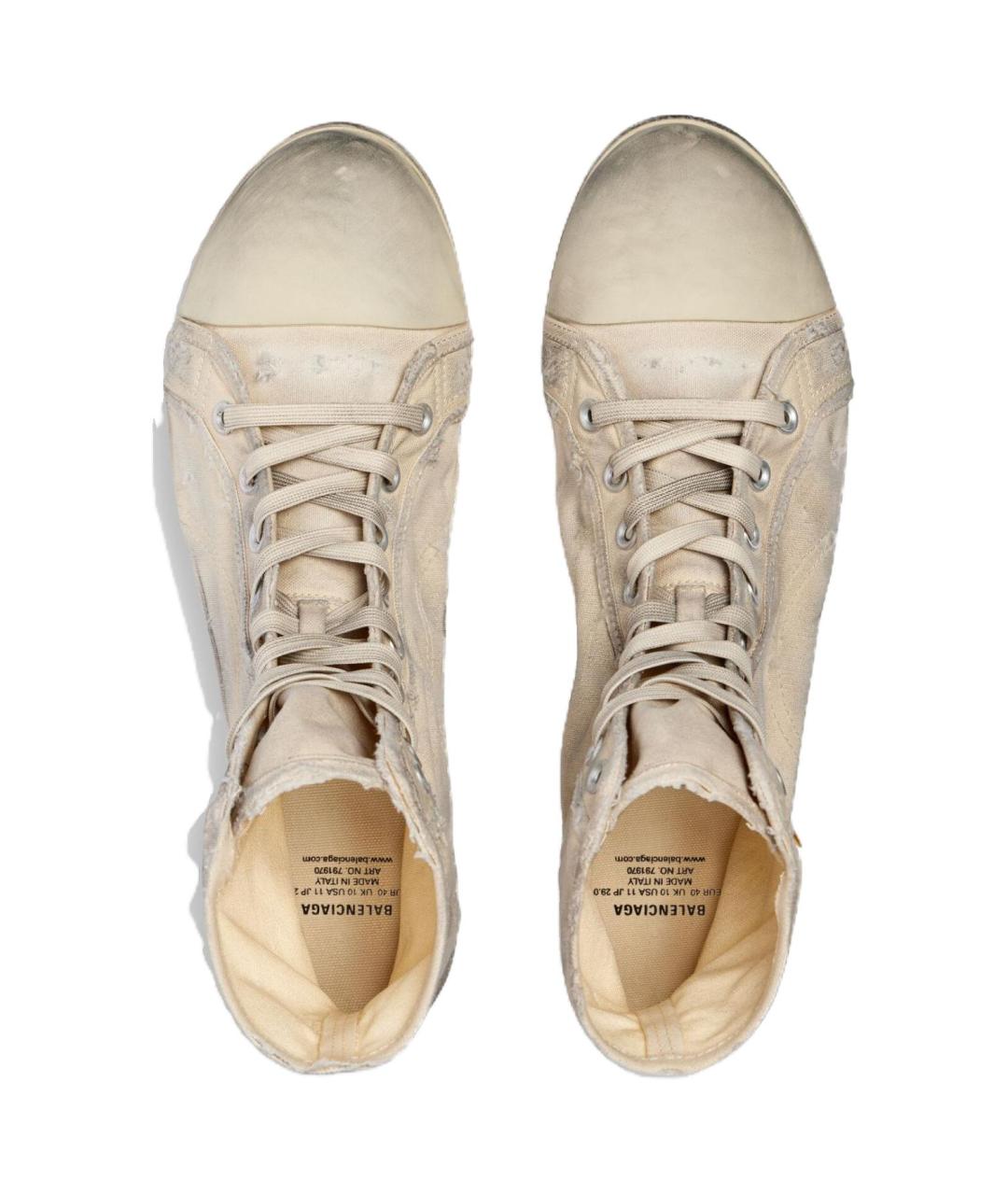 BALENCIAGA Белые текстильные высокие кроссовки / кеды, фото 4