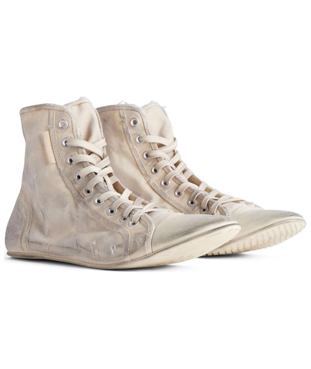 BALENCIAGA Белые текстильные высокие кроссовки / кеды, фото 3