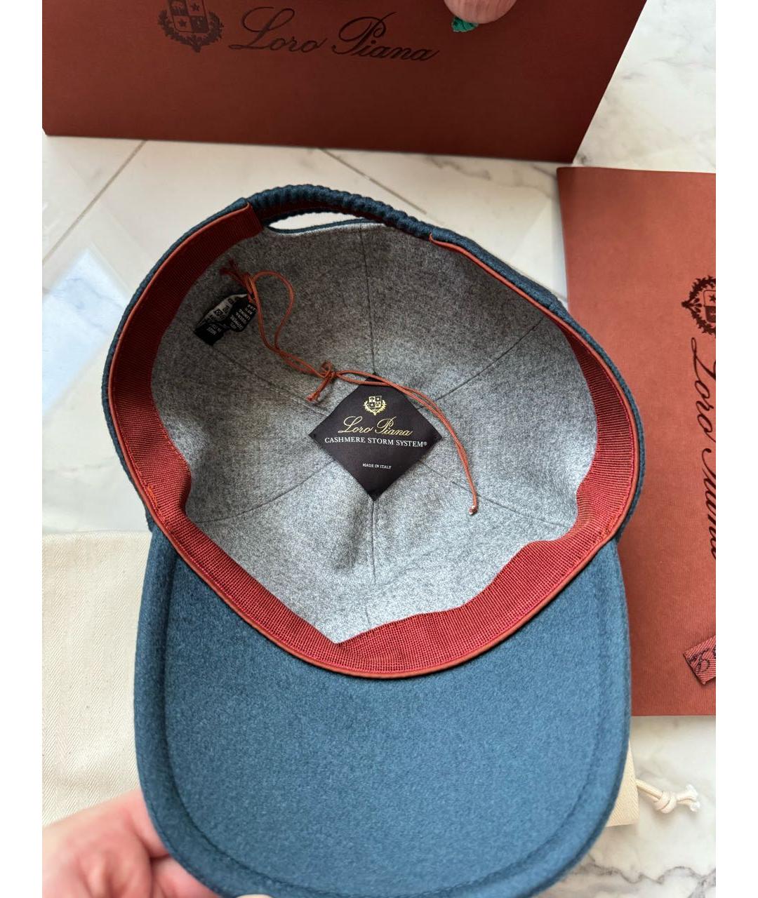 LORO PIANA Синяя кашемировая кепка/бейсболка, фото 4