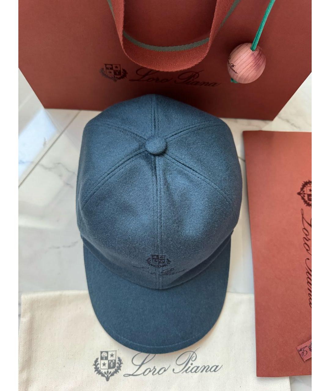 LORO PIANA Синяя кашемировая кепка/бейсболка, фото 3