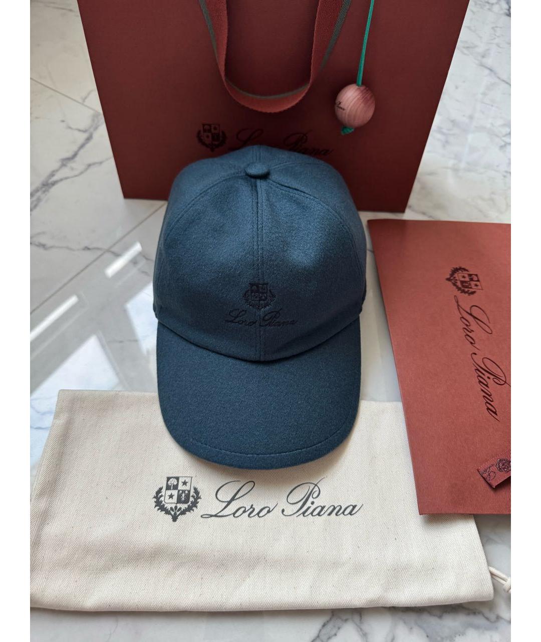 LORO PIANA Синяя кашемировая кепка/бейсболка, фото 8