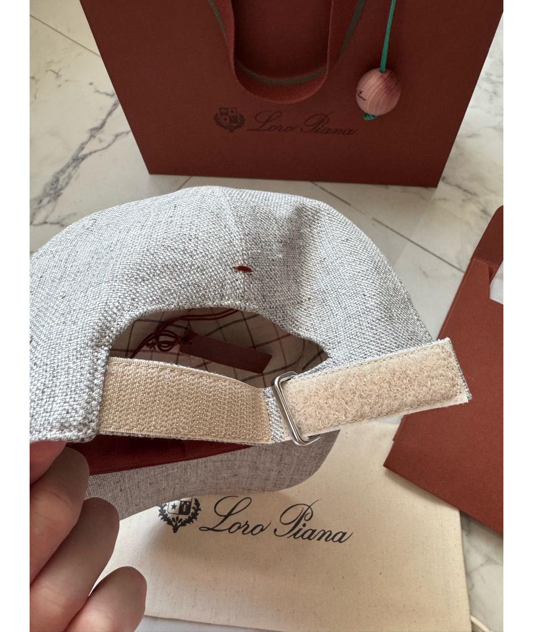 LORO PIANA Серая льняная кепка/бейсболка, фото 7