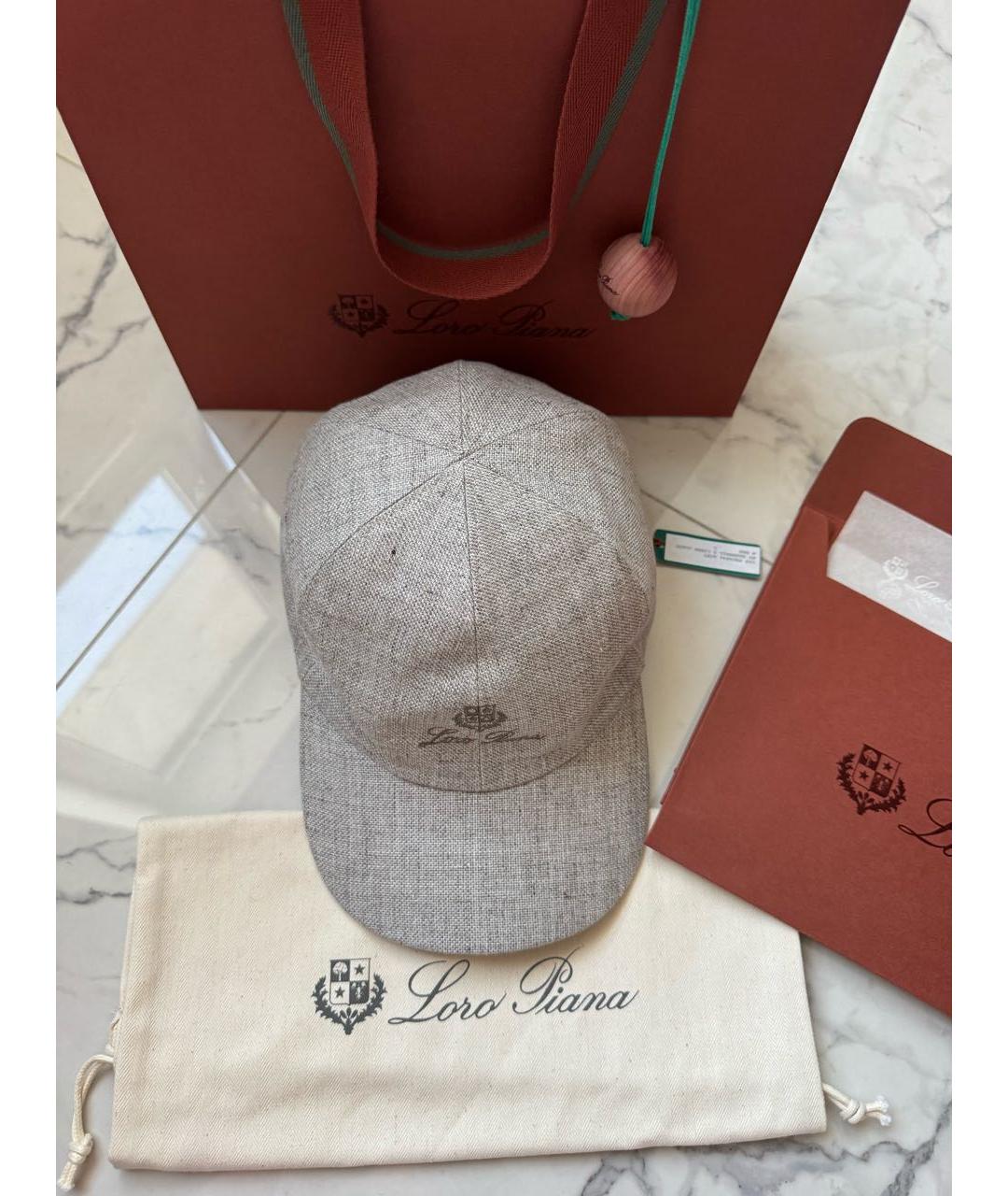 LORO PIANA Серая льняная кепка/бейсболка, фото 3