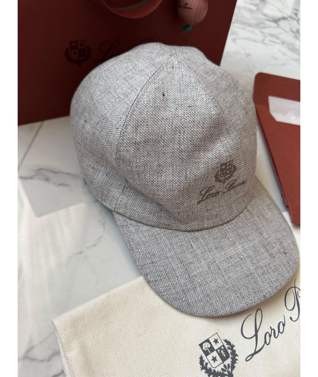 LORO PIANA Серая льняная кепка/бейсболка, фото 2