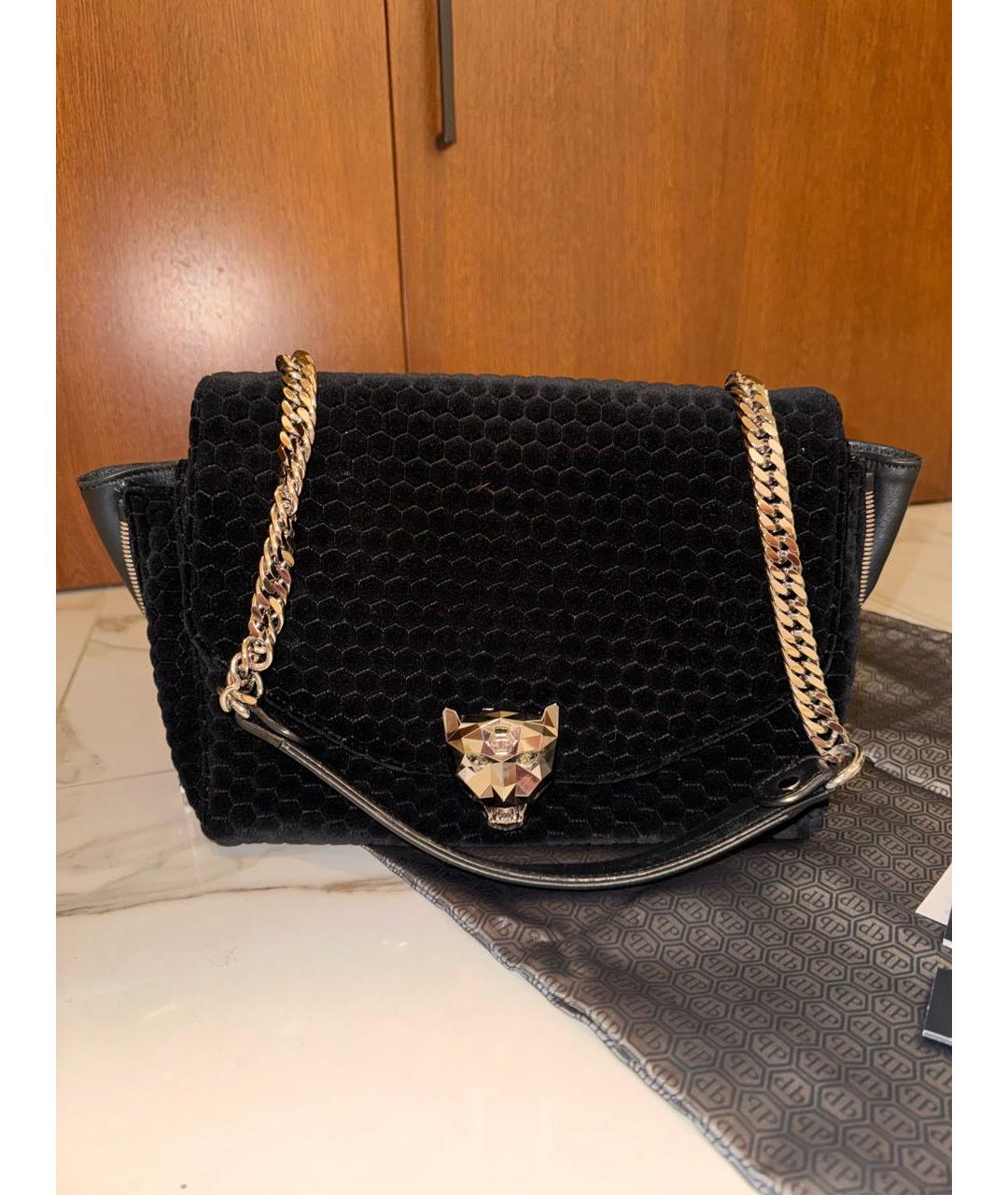 PHILIPP PLEIN Черная замшевая сумка с короткими ручками, фото 7