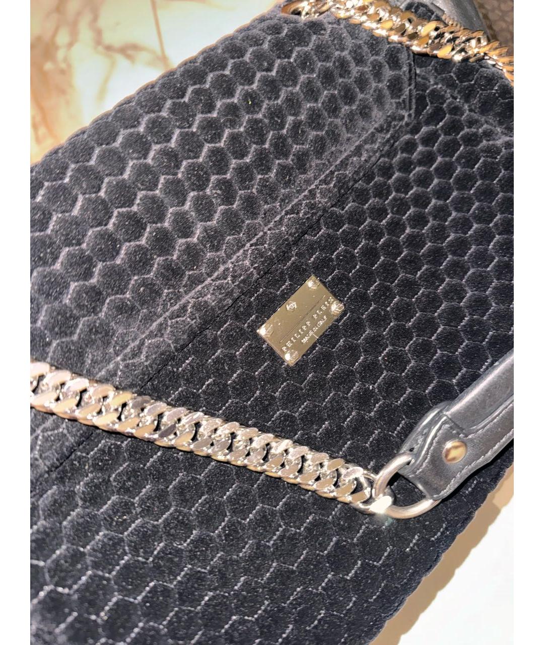 PHILIPP PLEIN Черная замшевая сумка с короткими ручками, фото 6