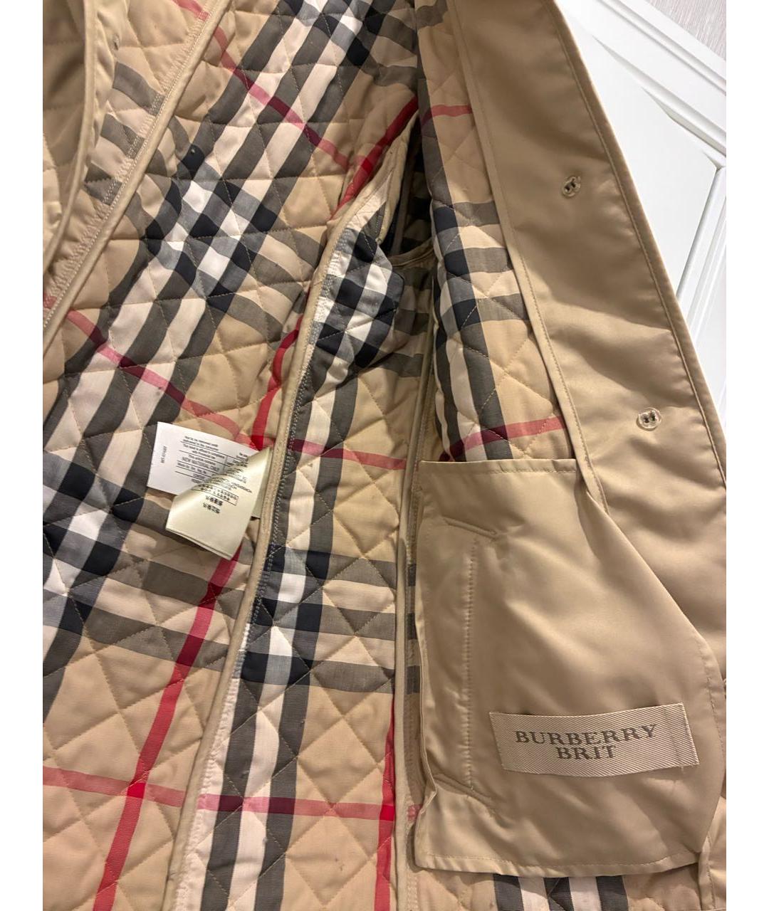 BURBERRY Бежевая полиэстеровая куртка, фото 3