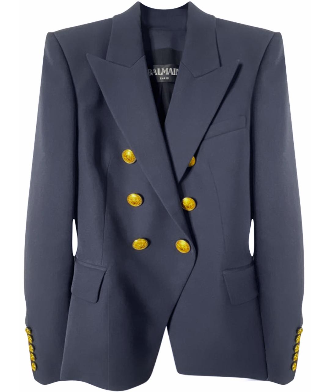 BALMAIN Темно-синий шерстяной жакет/пиджак, фото 1