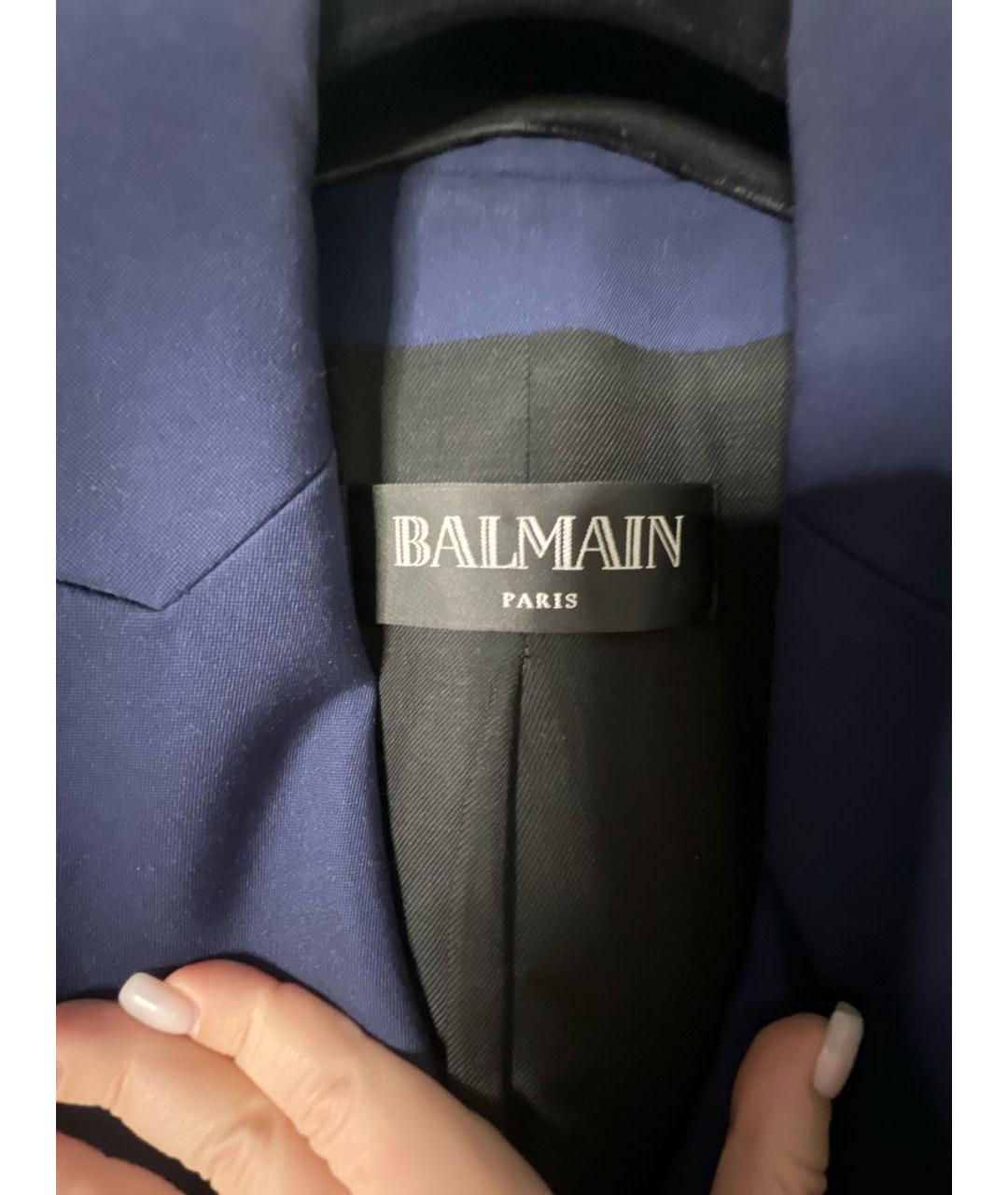 BALMAIN Темно-синий шерстяной жакет/пиджак, фото 3