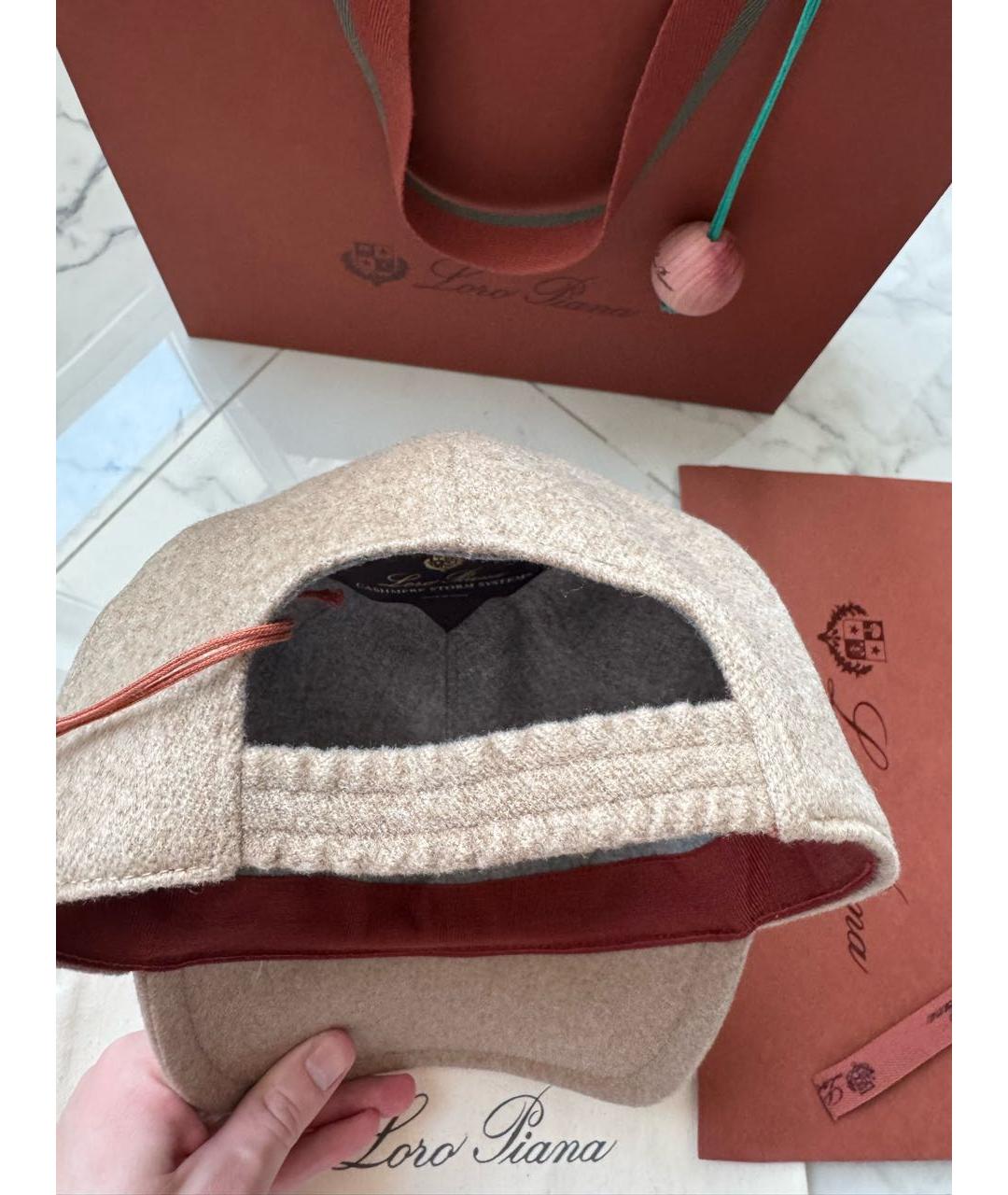 LORO PIANA Бежевая кашемировая кепка/бейсболка, фото 4