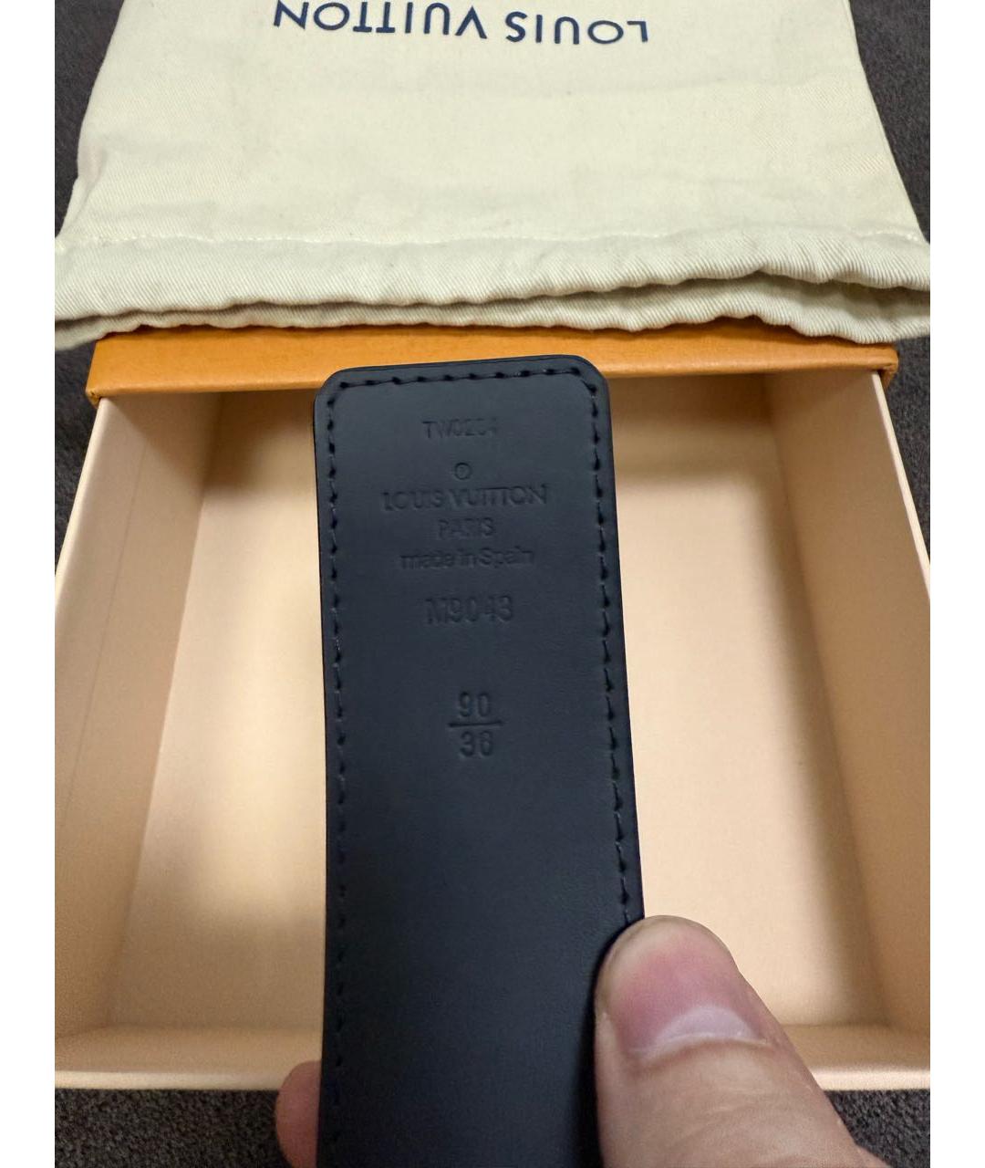 LOUIS VUITTON Черный кожаный ремень, фото 3