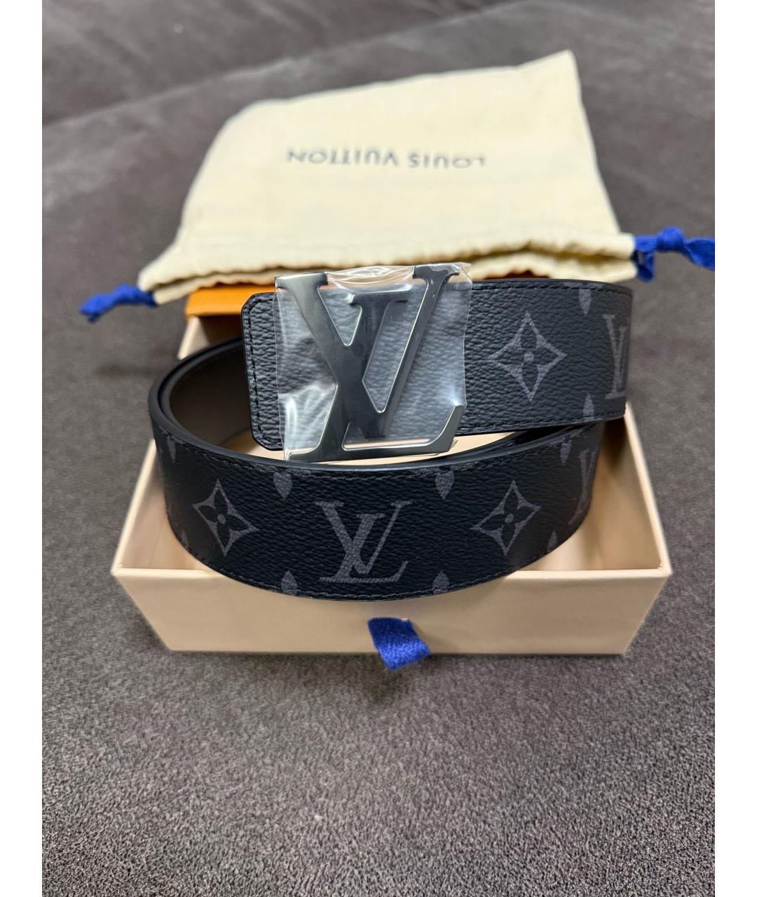 LOUIS VUITTON Черный кожаный ремень, фото 2