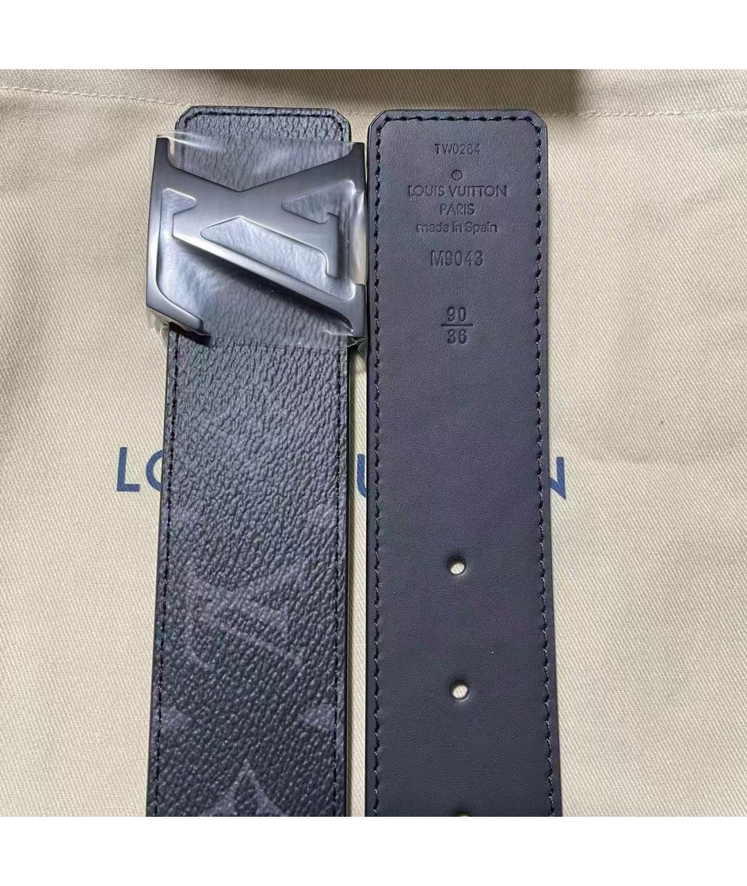 LOUIS VUITTON Черный кожаный ремень, фото 3