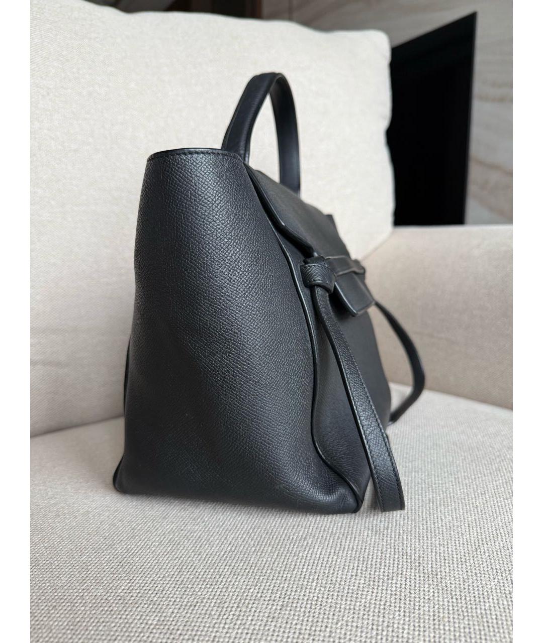 CELINE Черная кожаная сумка с короткими ручками, фото 4