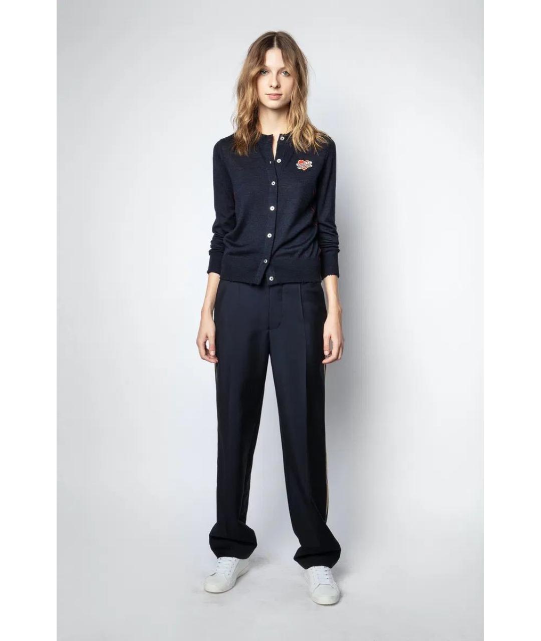 ZADIG & VOLTAIRE Темно-синие шерстяные прямые брюки, фото 6
