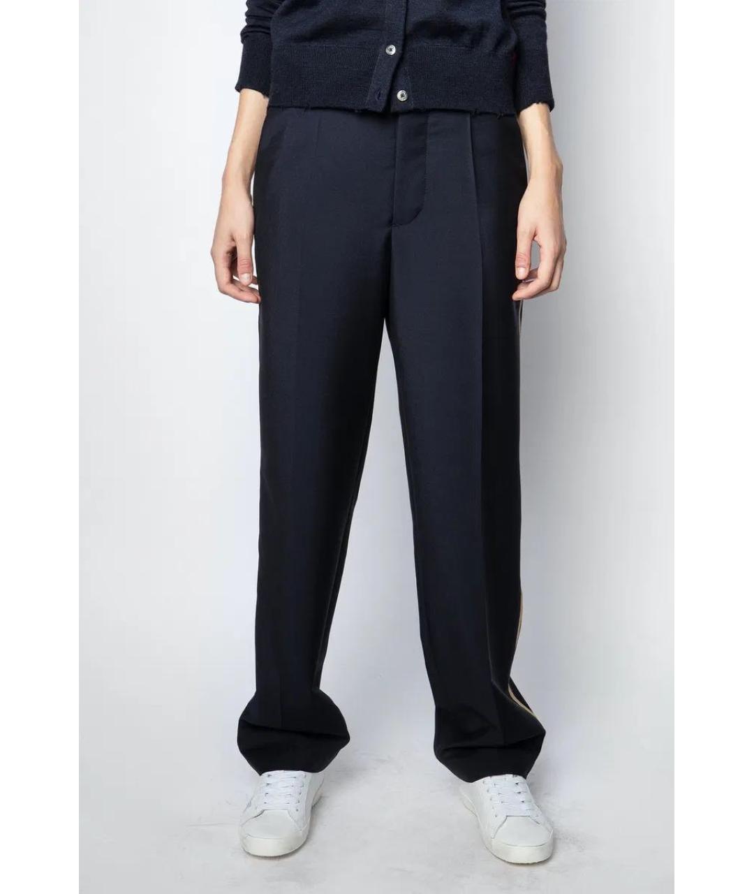 ZADIG & VOLTAIRE Темно-синие шерстяные прямые брюки, фото 8
