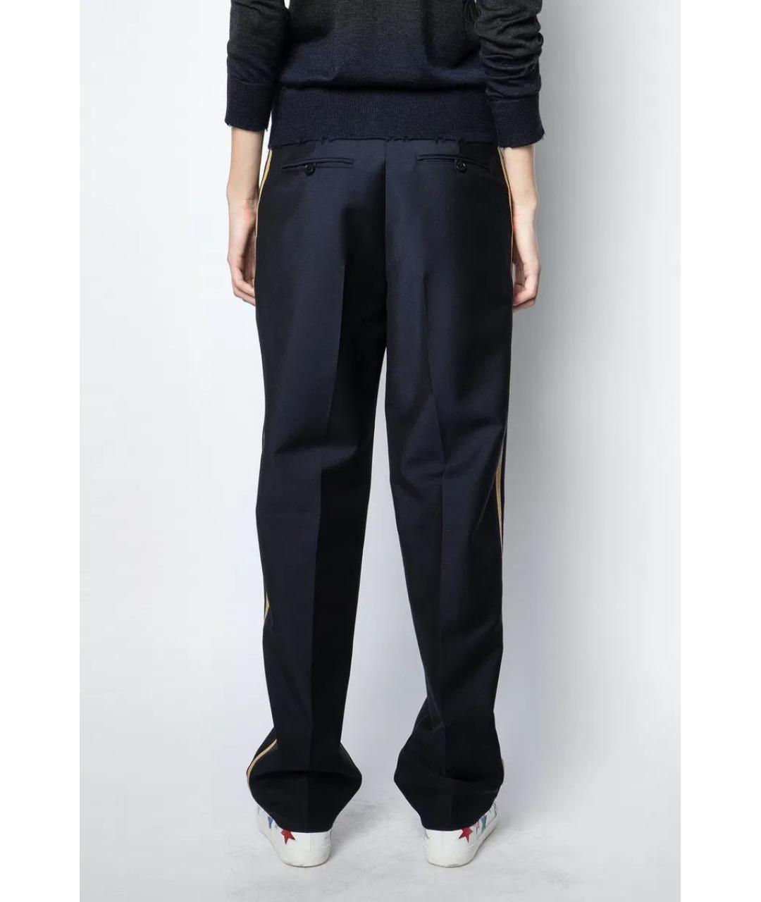 ZADIG & VOLTAIRE Темно-синие шерстяные прямые брюки, фото 5