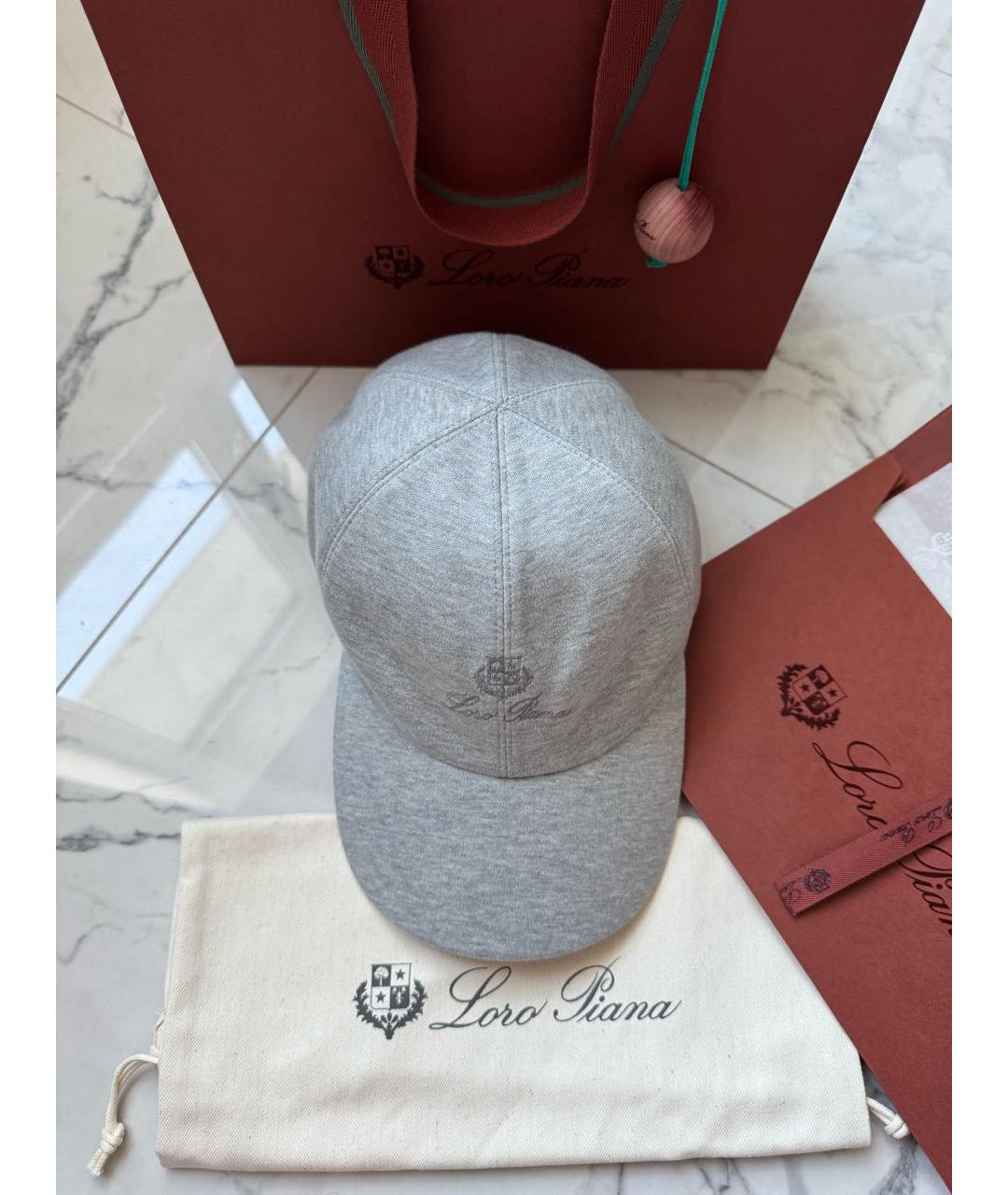 LORO PIANA Серая хлопковая кепка/бейсболка, фото 3